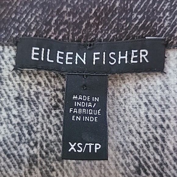 Eileen Fisher Hazy Print Silk Shift Dress Kimono Sleeves Size XS Bateau Neck - Picture 10 of 10